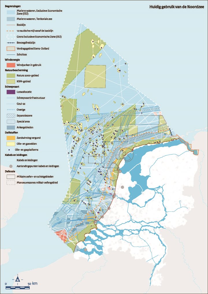 Huidig gebruik van de Noordzee – Kaart 1 Programma Noordzee 2022-2027