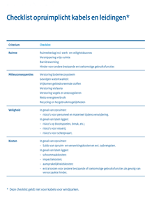 Checklist opruimplicht kabels en leidingen