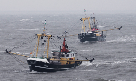 Two fishing boats at the North Sea