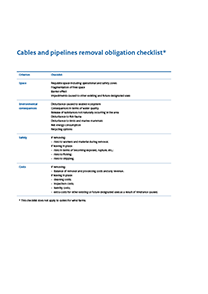 Cables and pipelines removal obligation checklist