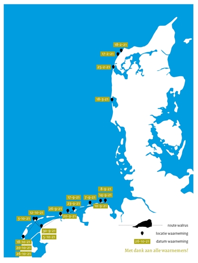 Route die de Walrus heeft afgelegd