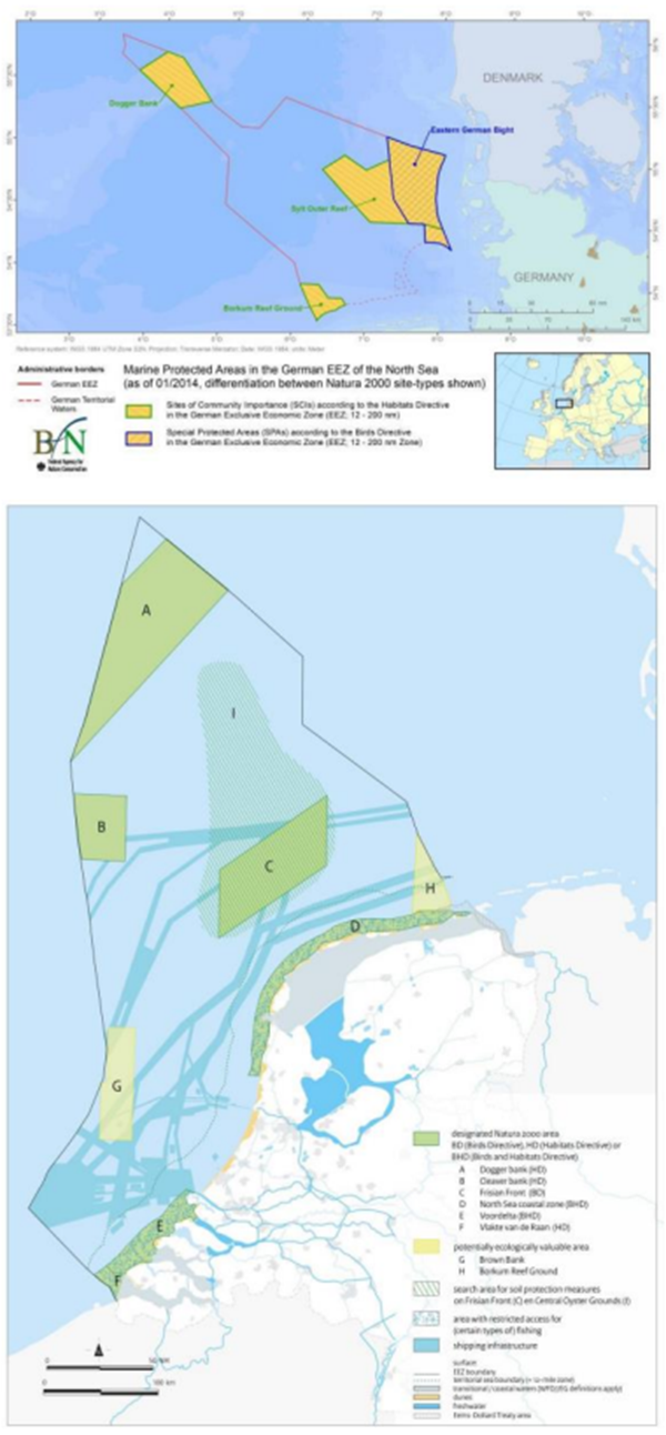 Natura 2000 sites in the German EEZ in the North Sea designated on the basis of the Habitats Directive and the Birds Directive.