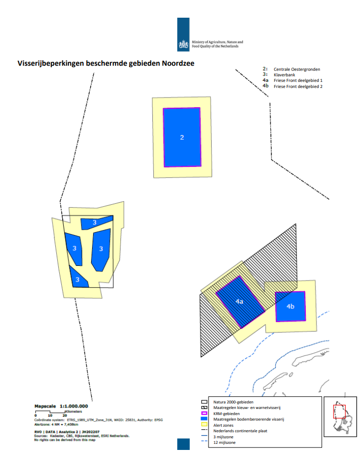 Kaart visserijbeperkende gebieden