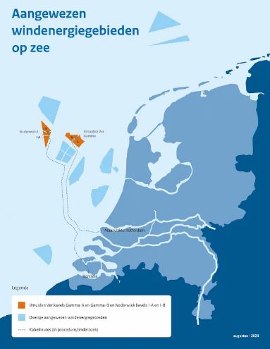 Aangewezen windenergiegebieden op zee